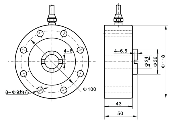 HDW207C輪幅式測(cè)力傳感器尺寸